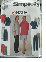 8790 SIMPLICITY 2 HR KNITS TOP, COWL, SKIRT LENGTHS, PANTS PATTERN 6-24